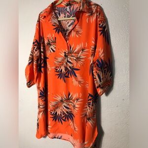 EKOUAER Orange Palma Print Beach Tunic Dress XXL